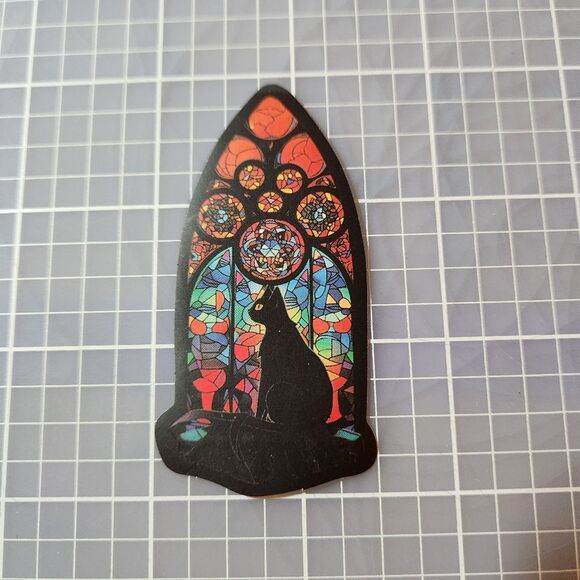 10 for $10 Sticker Stained Glass Black Cat Theme - Picture 1 of 3
